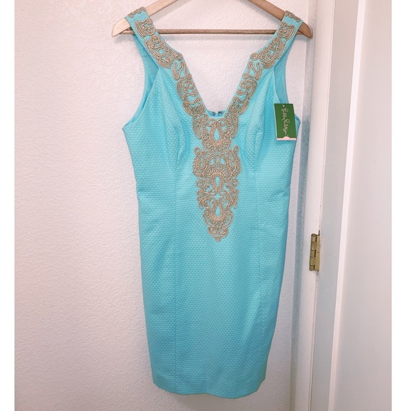 NWT LILLY PULITZER Suzette Shift Dress Serene Blue SZ: 8 - Picture 3 of 16